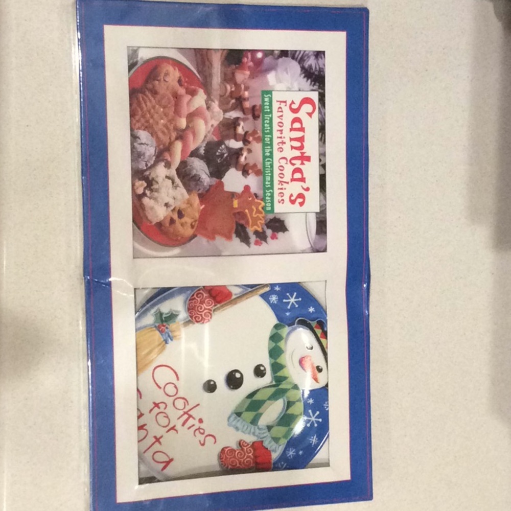 NWT Santa cookie plate and cookbook
